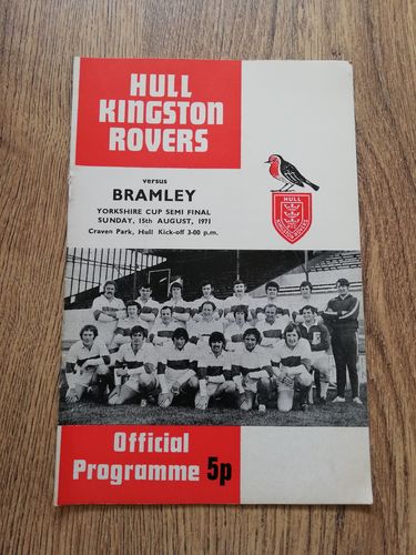 Hull KR v Bramley Aug 1971 Yorkshire Cup Semi-Final Rugby League Programme