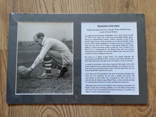 Benjamin Lewis Jones circa 1950's Framed Rugby Press Photograph