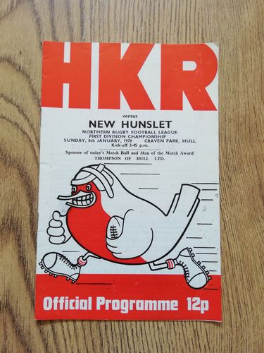 Hull KR v New Hunslet Jan 1978 Rugby League Programme