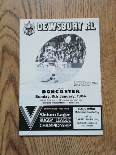 Dewsbury v Doncaster Jan 1984 Rugby League Programme