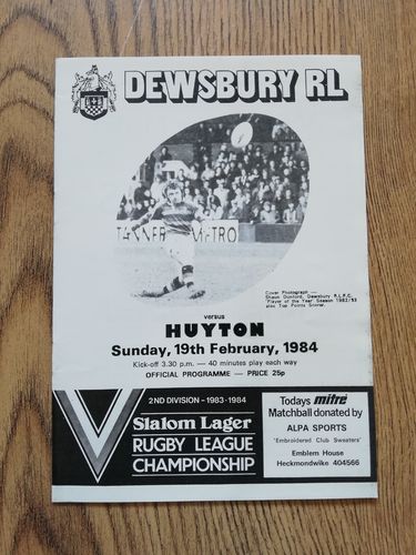 Dewsbury v Huyton Feb 1984 Rugby League Programme