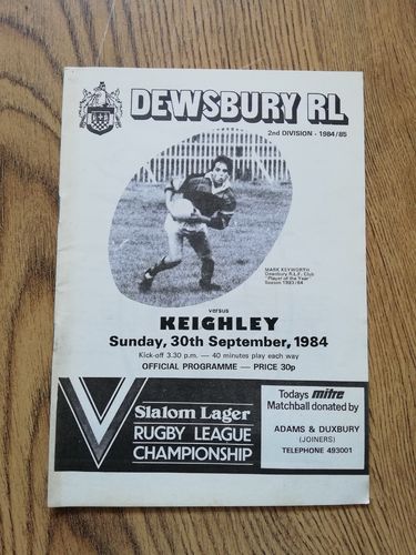 Dewsbury v Keighley Sept 1984 Rugby League Programme