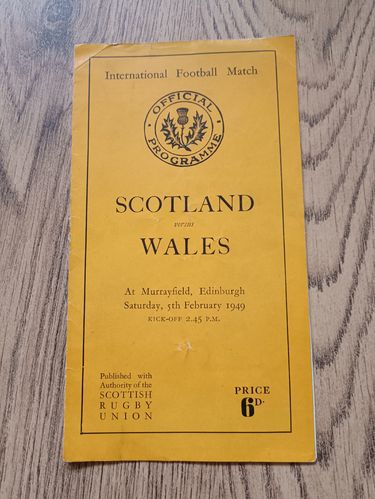 Scotland v Wales 1949 Rugby Programme