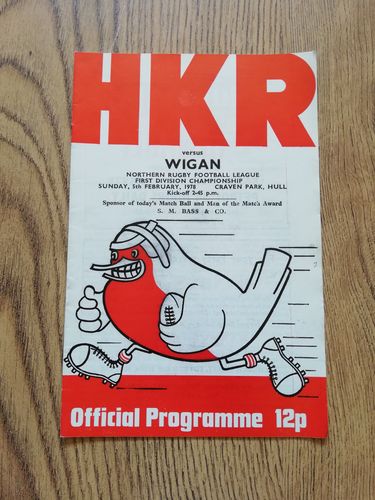 Hull KR v Wigan Feb 1978 Rugby League Programme