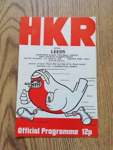 Hull KR v Leeds March 1978 Rugby League Programme