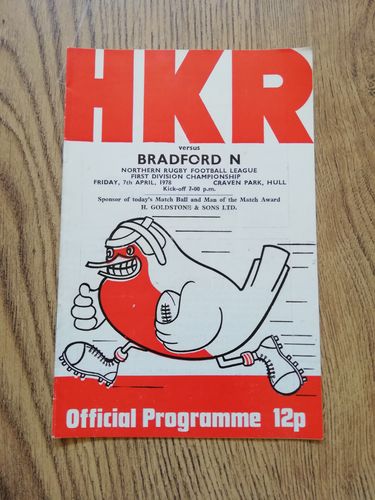 Hull KR v Bradford Northern April 1978 Rugby League Programme