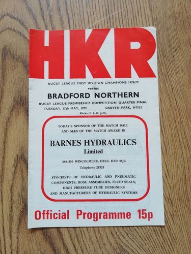 Hull KR v Bradford Northern May 1979 Premiership Quarter-Final Rugby League Programme