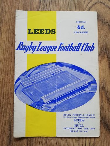 Leeds v Hull Nov 1970 Rugby League Programme