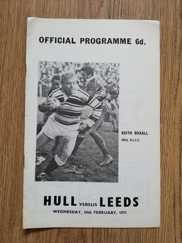 Hull v Leeds Feb 1971 Rugby League Programme
