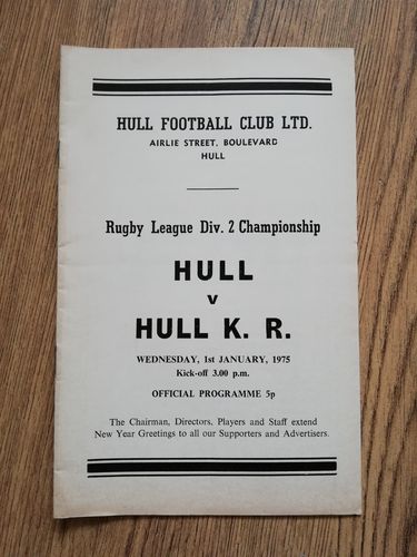 Hull v Hull KR Jan 1975 Rugby League Programme