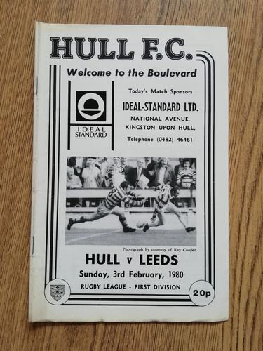 Hull v Leeds Feb 1980 Rugby League Programme