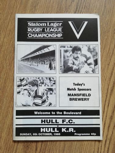 Hull v Hull KR Oct 1985 Rugby League Programme