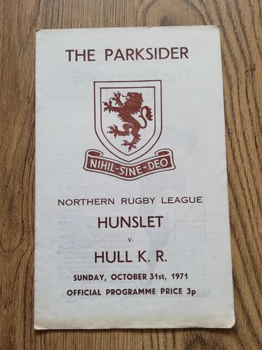 Hunslet v Hull KR Oct 1971 Rugby League Programme