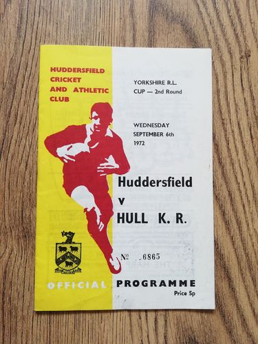 Huddersfield v Hull KR Sept 1972 Yorkshire Cup Rugby League Programme