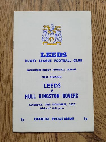 Leeds v Hull KR Nov 1973 Rugby League Programme