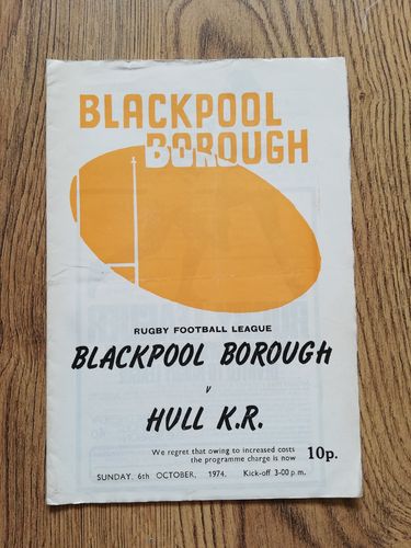 Blackpool Borough v Hull KR Oct 1974 Rugby League Programme