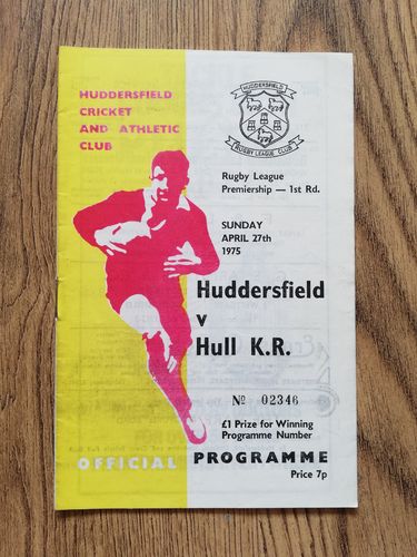 Huddersfield v Hull KR April 1975 Premiership Play-Off Rugby League Programme