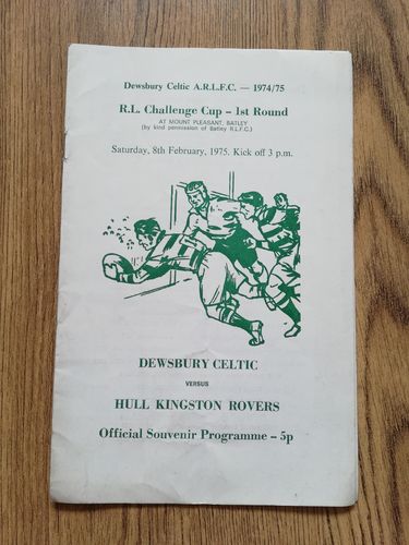 Dewsbury Celtic v Hull KR Feb 1975 Challenge Cup Rugby League Programme