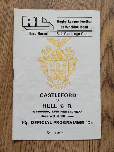 Castleford v Hull KR March 1977 Challenge Cup Rugby League Programme