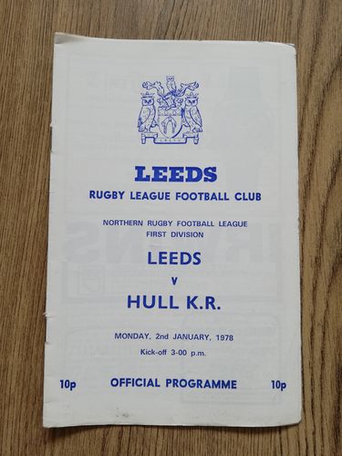 Leeds v Hull KR Jan 1978 Rugby League Programme