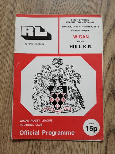 Wigan v Hull KR Nov 1978 Rugby League Programme