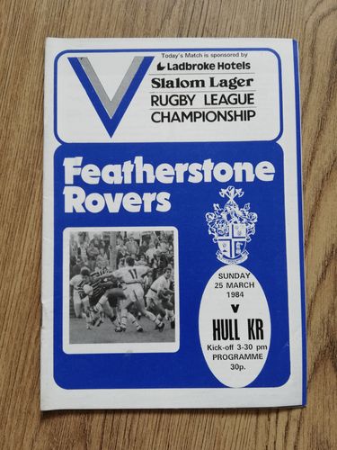 Featherstone v Hull KR March 1984 Rugby League Programme