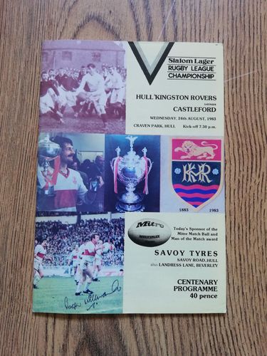 Hull KR v Castleford Aug 1983 Rugby League Programme