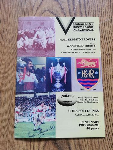 Hull KR v Wakefield Trinity Aug 1983 Rugby League Programme