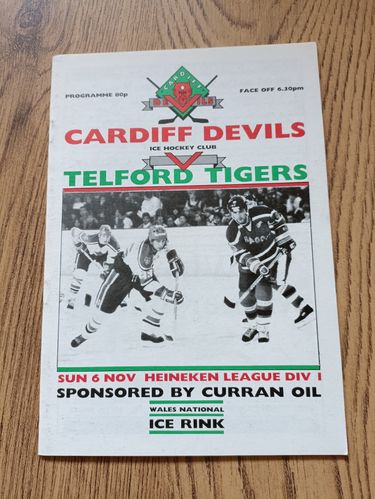 Cardiff Devils v Telford Tigers Nov 1988 Ice Hockey Programme