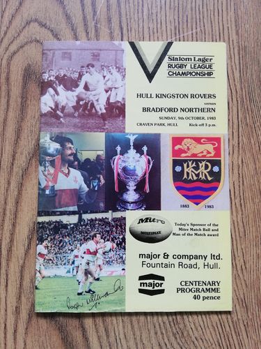 Hull KR v Bradford Northern Oct 1983 Rugby League Programme