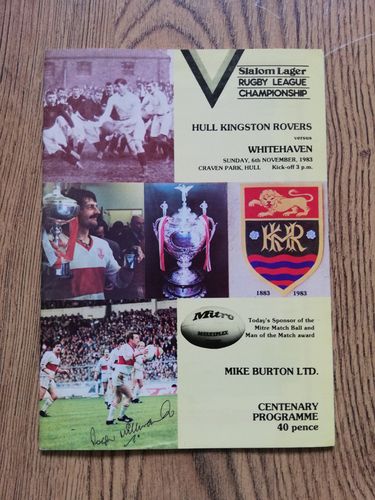Hull KR v Whitehaven Nov 1983 Rugby League Programme