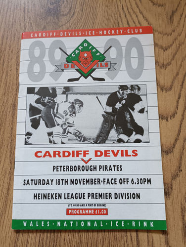 Cardiff Devils v Peterborough Pirates Nov 1989 Ice Hockey Programme