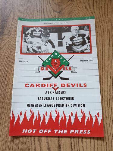 Cardiff Devils v Ayr Raiders Oct 1990 Ice Hockey Programme