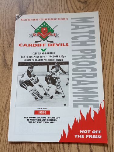 Cardiff Devils v Cleveland Bombers Dec 1990 Ice Hockey Programme