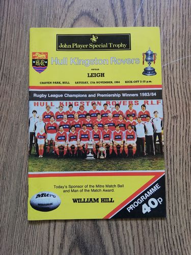Hull KR v Leigh Nov 1984 John Player Special Trophy Rugby League Programme