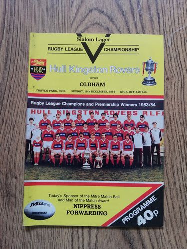 Hull KR v Oldham Dec 1984 Rugby League Programme