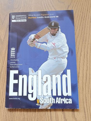 England v South Africa 2nd Test 1998 Cricket Programme