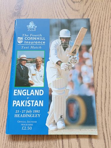 England v Pakistan 4th Test 1992 Cricket Programme