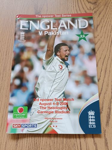 England v Pakistan 3rd Test 2006 Cricket Programme