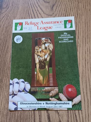 Gloucestershire v Nottinghamshire 1987 Refuge Assurance League Cricket Programme