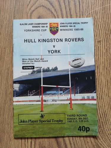 Hull KR v York Dec 1985 John Player Trophy Rugby League Programme
