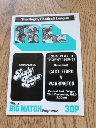 Castleford v Warrington 1980 John Player Trophy Semi-Final Rugby League Programme