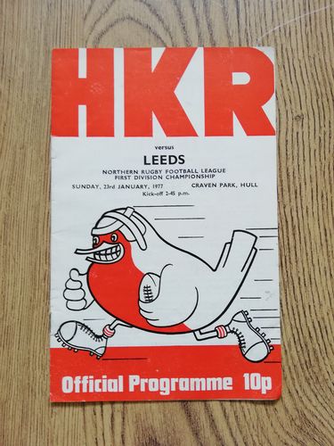 Hull KR v Leeds Jan 1977 Rugby League Programme