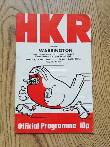 Hull KR v Warrington May 1977 Premiership Play-Off Rugby League Programme