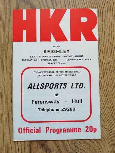 Hull KR v Keighley Nov 1979 BBC2 Floodlit Trophy Rugby League Programme