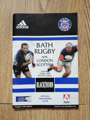 Bath v London Scottish May 1999 Rugby Programme