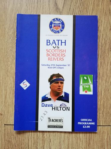 Bath v Scottish Borders Reivers Sept 1997 Heineken Cup Rugby Programme