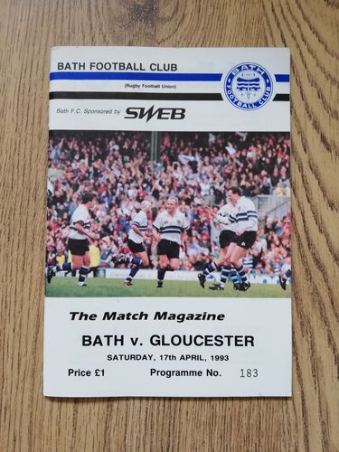 Bath v Gloucester April 1993 Rugby Programme