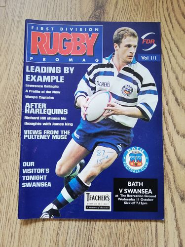Bath v Swansea Sept 1996 Rugby Programme