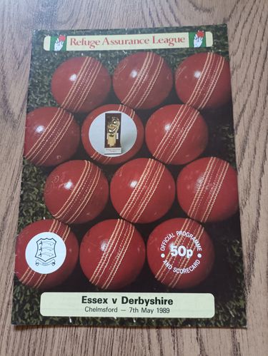 Essex v Derbyshire May 1989 Refuge Assurance League Cricket Programme